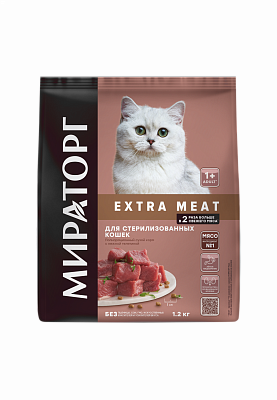 Корм Мираторг Extra Meat сухой c нежной телятиной для стер. кошек старше 1 года 1,2кг