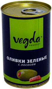 Оливки Vegda зеленые с лососем ж/б 300мл (Вегда)