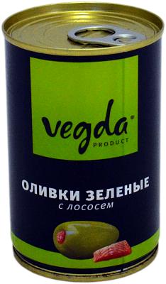 Оливки Vegda зеленые с лососем ж/б 300мл (Вегда)