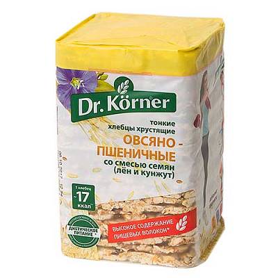 Хлебцы Dr.Korner овсяно-пшеничные со льном и кунжутом 100г