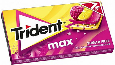 Жевательная резинка Trident Max со вкусом малины и лимона 23гр