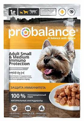 Корм ProBalance ADULT SMALL&MEDIUM Immuno Protect для собак взрослых, малых и средних пород пауч 85гр