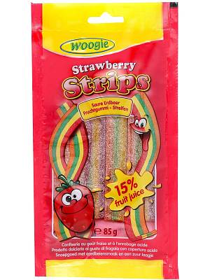 Жевательные конфеты Woogie со вкусом клубники кислые 85 г