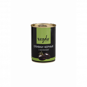 Оливки "Vegda" черные с косточкой ж/б 300мл
