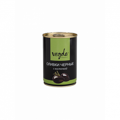 Оливки "Vegda" черные с косточкой ж/б 300мл