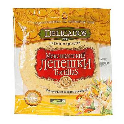 Лепешки Delicados Мексиканские Тортилья пшеничные сырные 6шт 400грх10