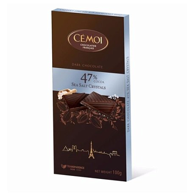 Шоколад Cemoi горький 47% какао с кристаллами морской соли 100гр