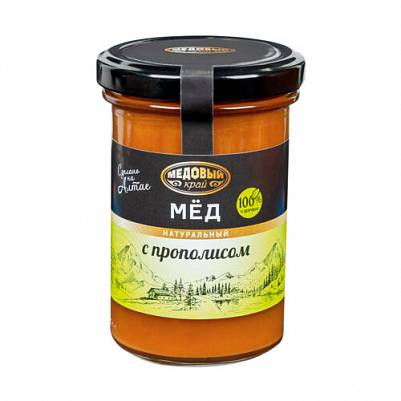 Мёд "Медовый край" натуральный с прополисом ст/б 300гр
