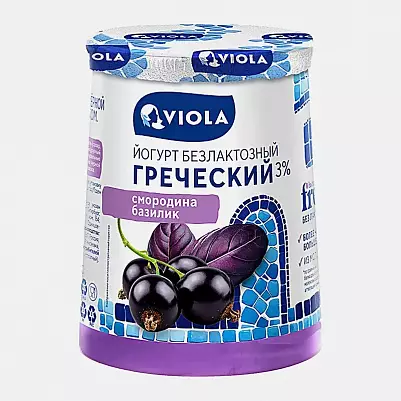 Йогурт FR EE греческий безлактозный с черной смородиной и базиликом 3,0% стакан 140грБЕЗ ЗМЖ