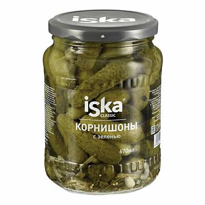 Корнишоны ISKA маринованные (3-6см) с/б 670мл