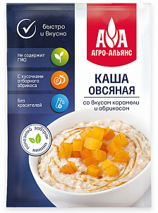 Каша Агро-альянс овсяная со вкусом карамели и абрикосом 40гр