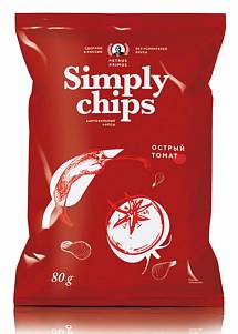 Чипсы картофельные Simply chips Острый томат 80г