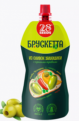 Брускетта 28SEEDS из оливок Халкидики с пряными травами дой пак 150гр