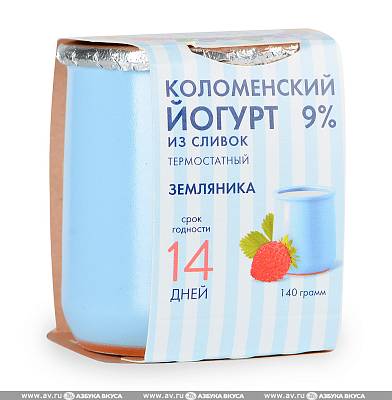 Йогурт Коломенский термостатный из сливок земляника 5% в горшочке из глины 140гр БЕЗ ЗМЖ