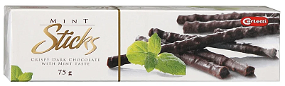 Шоколадные палочки Carletti со вкусом мяты 75гр