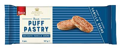 Печенье Bisca Puff Pastry Хрустящее слоёное с ванильной начинкой 107г