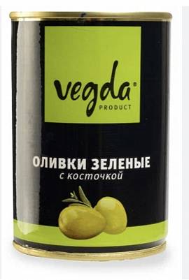 Оливки "Vegda" зеленые с косточкой ж/б 300г