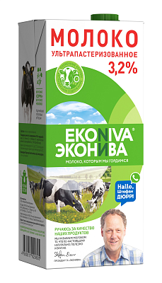 Молоко "ЭкоНива" ультрапастеризованное 3,2%  TBA SlimCap 1000 мл