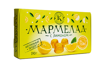 Мармелад "Фабрика сладостей" с лимоном желейно-фруктовый на пектине,190г., Россия