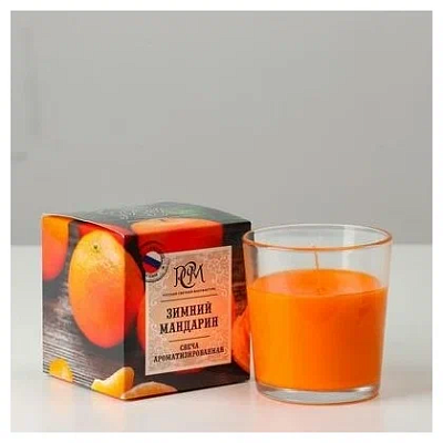 Свеча "РСМ" зимний мандарин стеклянный стакан