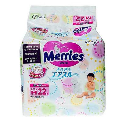 Подгузники Merries для детей размер М 6-11кг 22шт