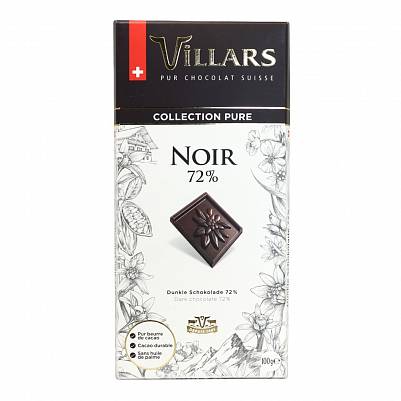 Шоколад "Villars" горький 72%, 100гр