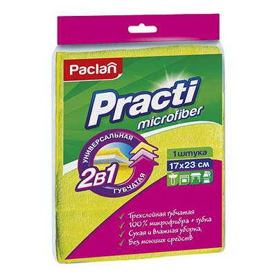 Салфетка Paclan Practi Microfiber трехслойная губчатая для уборки 1шт 17х23см