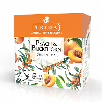 Чай TEIDA Peach & Buckthorn Зеленый фруктовый микс пирамидки, (2.5гр*22пак)