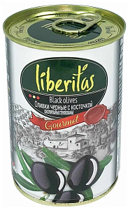 Оливки Liberitas черные с/к ж/б, 300мл