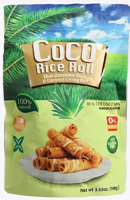 Кокосовые роллы Coco Rice Roll  со вкусом Пандана 100гр