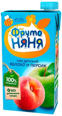 Сок Фруто Няня яблоко персик с мякотью с 3 лет 0,5л
