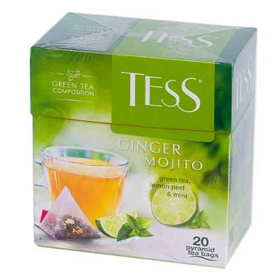 Чай Tess Ginger Mojito Зеленый  с ароматом мяты и лайма 20 пирамидок х1,8г
