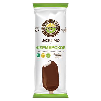 Мороженое "Ваша Ферма" Фермерский Эскимо молочный шоколад 15%60гр