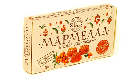 Мармелад "Ягодка облепиха" желейно-фруктовый на пектине,190г., Россия