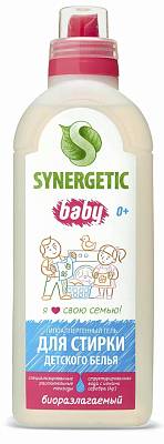 Гель для стирки Synergetic детского белья концентрат гипоаллергенный без запаха 1л