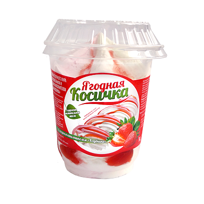 Мороженое Косичка Ягодная с ароматом ванили и вкусом клубники пл/ст 160гр
