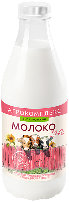 Молоко "Агрокомплекс" цельное отборное 3,4-6,0% пэт.бут. 0,9л БЕЗ ЗМЖ