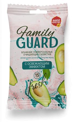 Влажные салфетки Family Guard авокадо 15шт