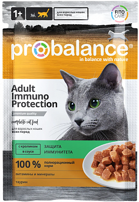 Корм ProBalance Immuno Protection для кошек с кроликом в соусе пауч 85гр