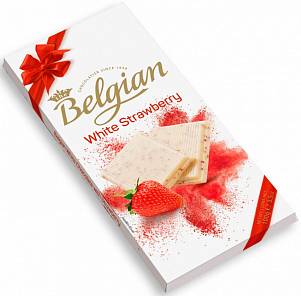 Шоколад "The Belgian" белый с клубникой , 100гр