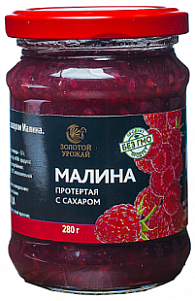 Малина протертая с сахаром "Еда Моя" с/б, 280гр