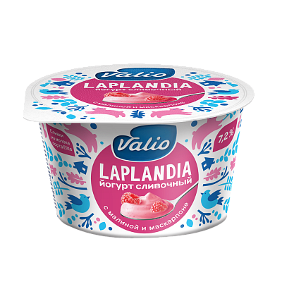 Йогурт Виола Laplandia сливочный с малиной и сыром Маскарпоне 7,2% 180гр БЕЗ ЗМЖ