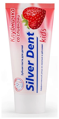 Зубная паста Silver Dent Клубничка со сливками детская 75гр