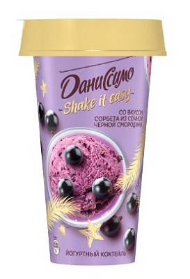 Даниссимо коктейль йогуртный Shake it easy со вкусом Сорбета из черной смородины 2,7% 190г БЕЗ ЗМЖ