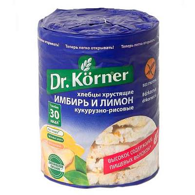 Хлебцы Dr. Korner кукурузно-рисовые с имбирем и лимоном 90г