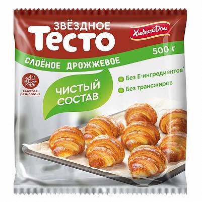 Тесто слоеное дрожжевое Звездное 500гр