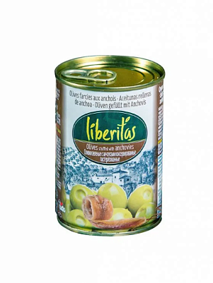Оливки Liberitas зелёные с анчоусами ж/б, 300мл