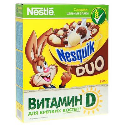 Готовый завтрак Nesquik duo шоколадные шарики 250г