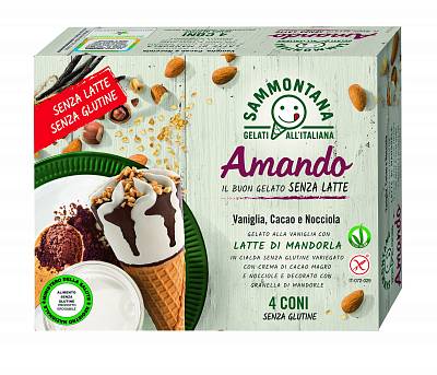 Десерт замороженный Sammontana Итальянское мороженое Амандо Кони мультипек (рожок 4шт) 300гр