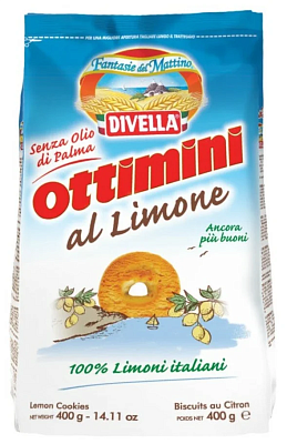 Печенье DIVELLA Оттимини лимонное /пакет/ 400г.